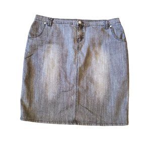 Style J 40‎ Faded Black Jean Denim Skirt Midi Grunge Urban Hipster Edgy Y2K